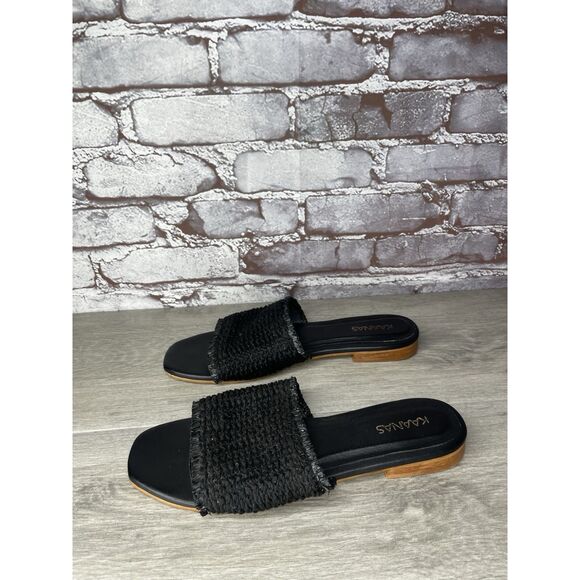 Kaanas Black Leather Synthetic Casual Columbia Slide Sandals Women Sz 9M US/40EU - Picture 16 of 16